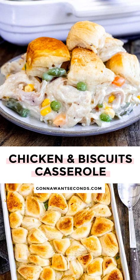 Chicken And Biscuits Casserole Buiscits Casserole Recipes, Southern Casserole Recipes, Creamy Chicken And Biscuits, Chicken And Biscuits Recipe, Chicken And Biscuit Casserole, Chicken And Biscuits Casserole, Chicken Biscuit Casserole, Delicious Casseroles, Senior Meals