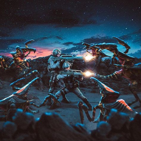 Star Ship Troopers, Starship Troopers Bugs, Exoskeleton Armor, Starship Troopers 1997, Space Marine Art, Military Science Fiction, Bug Hunt, The Fallen Angel, Movie Artwork