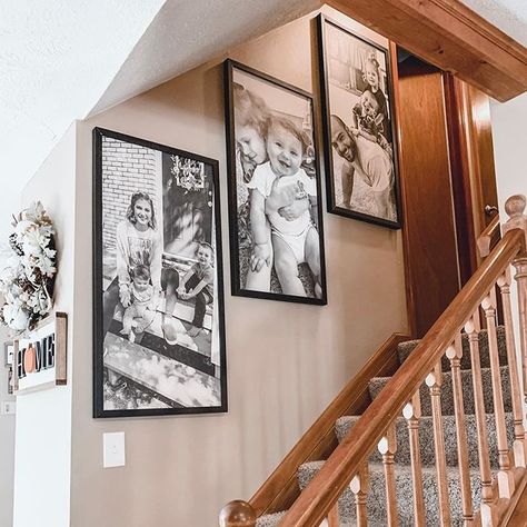 "Obsessed is an understatement! @smallwoodhome blowing me away 💕Nothing could make the staircase more perfect!⁠ ..⁠ ..⁠ I chose pictures… Small Woods Pictures Stairs, Smallwoods Gallery Wall, Stairway Photos, Smallwood Home, Family Photos Wall Decor, Stairwell Ideas, Wall Arrangements, Hallway Pictures, Gallery Wall Staircase