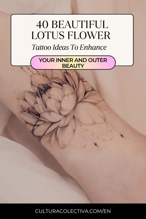 We present 40 beautiful lotus flower tattoo ideas to enhance your inner and outer beauty. Peony And Lotus Flower Tattoo, Mandela And Flower Tattoo Design, Ankle Tattoo Lotus, Lotus Flower Tattoo Ideas For Women, Forearm Lotus Tattoo Women, Delicate Lotus Flower Tattoo, Realism Lotus Tattoo, Lotus Flower Tattoo Meaning Strength, Pretty Lotus Flower Tattoo