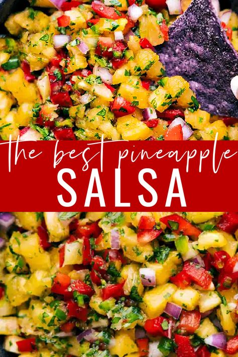 Pineapple Salsa Recipe, Cilantro Salsa, Easy Salsa Recipe, Roasted Pineapple, Pepper Salsa, Chicken Taco Recipes, Pineapple Recipes, Pineapple Salsa, Fruit Salsa