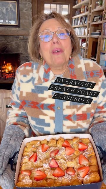 Babs on Instagram: "⛷Overnight French Toast Casserole ⛷️ A family favorite from my cookbook, Celebrate with Babs 📖 available everywhere books are sold. When traveling with the whole family, I love to have a breakfast ready to go in the morning. I make this French Toast Casserole the night before and it is ready before the earliest skiers walk out the door...it also stays delicious until the late sleepers get up ☺️ Give it a try, you will never go back to making breakfast in the morning for a bi Breakfast Ideas To Make The Night Before, Baked French Toast Casserole Overnight, Bagel French Toast Casserole, Brunch With Babs Recipes, Overnight Strawberry French Toast Casserole, Skiers French Toast, Overnight French Toast Casserole, French Toast Casserole Not Overnight, Night Before French Toast Casserole