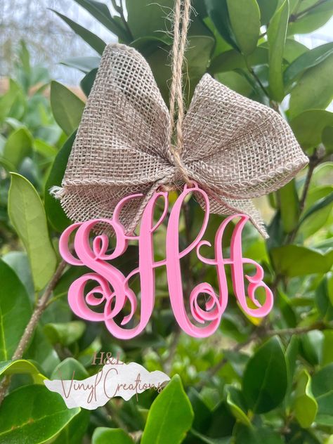 Rear view mirror charm, Monogram car charm, Initial car ornament, Custom car accessories, Monogram car hanger, Personalized new car gift by hlvinylcreation on Etsy Monogram Car Charm, Custom Car Accessories, New Car Gift, Vinyl Creations, Car Hangers, Car Gift, Rear View Mirror Charm, Car Ornaments, Car Gifts