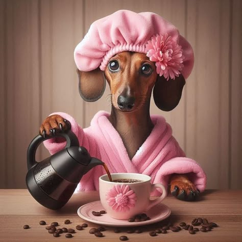 Good Morning Dachshund, Wiener Dog Humor, Cute Dog Memes, Arte Dachshund, Doxie Art, Dachshund Cartoon, Dachshund Illustration, Doxie Puppies, Cutest Puppy Ever