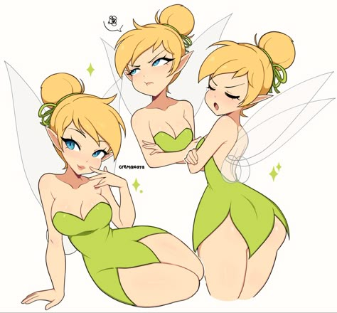 Tinkerbell Art, Disney Anime Style, Tinkerbell Disney, رورونوا زورو, Tinker Bell, Disney Fan Art, Cute Anime Pics, Drawing Base, Cartoon Art Styles