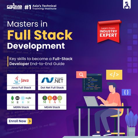 Feeling like a master of the stack with this Full Stack Training Course! 🎓💻 Ready to take on any coding challenge like a pro! Sign Up now: https://www.cromacampus.com/master-program/masters-in-full-stack-development-training/ #FullStackTraining #MasteringTheStack #CodingSkills #TechEducation #NeverStopLearning #ProgrammingSkills #WebDevelopment #TechTraining #CareerDevelopment #CodeNewbie #OnlineLearning #DigitalSkills #CareerGrowth #CodingBootcamp #TechSkills #NewCareer #CareerSwitch Coding Ideas, Course Poster, Full Stack Development, Coding Bootcamp, Coding Courses, Web Development Course, Class Jobs, Exam Study Tips, Social Media Branding Design