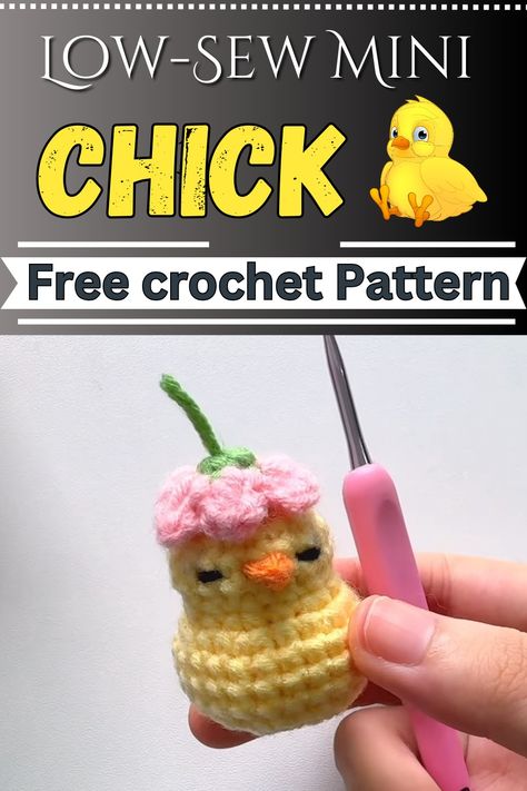 Crochet Low-Sew Mini Chick (Easter Decorations Made Easy) Crochet Baby Chick Pattern, Small Crochet Chicken Pattern Free, Crocheted Chicken, Chick Crochet, Peacock Crochet, Chicken Crochet, Crochet Whale, Crochet Penguin, Chicken Pattern