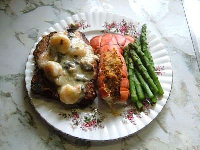 Neptune Sauce - great on steak, chicken, pasta, hamburger patty....Yum! Steak Neptune, Stuffed Lobster Tail, Stuffed Lobster, Sea Food Salad Recipes, Lobster Tail, Large Mushroom, Hamburger Steak, Lobster Tails, Finger Food Appetizers