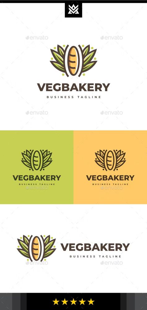 Vegan Bakery Logo Template by ardiesdesign | GraphicRiver Template Food, Vegan Bakery, Food Logo, Portfolio Logo, Bakery Logo, Best Logo Design, Logo Food, Logo Design Template, Cmyk Color