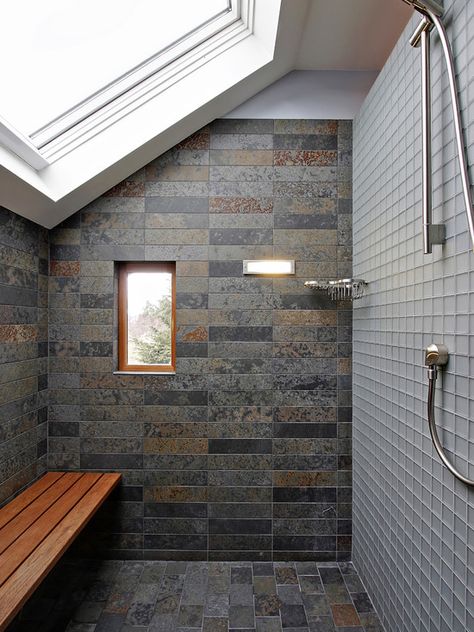 bathroom skylights Sloped Ceiling Bathroom, Small Attic Bathroom, Ceiling Bathroom, Small Attic, Attic Flooring, Attic Design, Attic Bathroom, Attic Renovation, Attic Storage