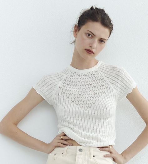 https://www.zara.com/us/en/pointelle-knit-top-p03646004.html?v1=269704912&v2=2184499 Chic Pointelle Knit Vest, Oversized Pointelle Knit Chic Top, Daywear Pointelle Knit Sweater, Beach Pointelle Knit Top, Multicolor Pointelle Knit Top, Minimal Life, Pointelle Knit, Knit Top, Zara