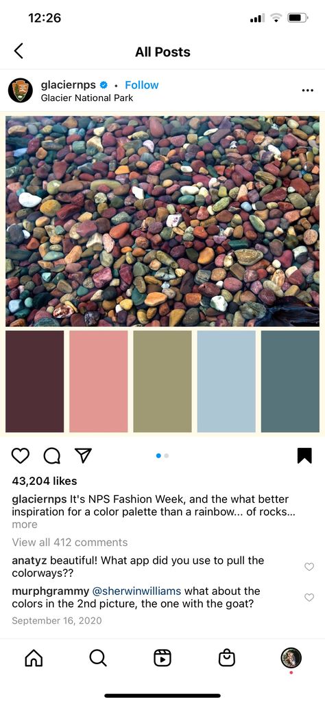 National Park Color Palette, Color Forecasting, Glacier National, Glacier National Park, Floral Wedding, National Park, Color Palette, National Parks, Fashion Week