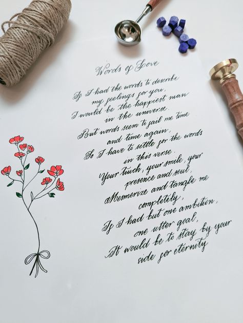 Send your loved one a handwritten personalized letter or poem! Suitable for any occasion: Anniversary, Proposal Letter, Valentine's Day, Wedding Day, etc... Love Letters Wedding, Letter Calligraphy, Letters Wedding, Proposal Letter, My Feelings For You, Propose Day, Words That Describe Me, Envelope Art, Drawing Quotes