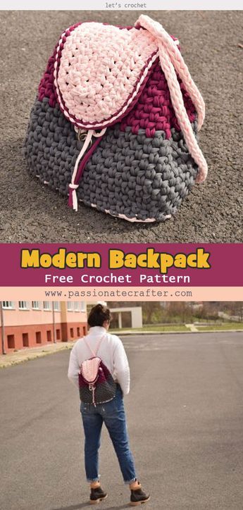 Crochet Backpack For Kids, Small Backpack Pattern, Wall Hanging Dream Catcher, V Stitch Crochet, Crochet Wall Hanging, Dream Catcher Patterns, Modern Backpack, Crochet Backpack Pattern, Stitch Backpack