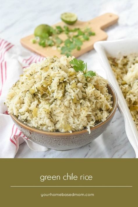 Green Chile Rice is the perfect side dish for all of your favorite Mexican dishes. A delicious combination of green chilies, cilantro, and lime. #greenchilerice #greenchile #rice #sidedish #sidedishrecipe #riceside Green Chili Rice, Green Chile Rice, Mexican Appetizers, Rice Side, Car Carrier, Green Chili, Appetizer Bites, Dinner Appetizers, Cover Bed