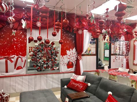 I have such a fabulous store team. I did this to the break room to keep my team in the holiday spirit Work Break Room Christmas Decorations, Breakroom Christmas Decor, Break Room Christmas Decorations, Christmas Breakroom Ideas, Work Break Room Ideas, Break Room Ideas, Teachers Lounge Decor, Room Christmas Decor Ideas, Room Christmas Decor