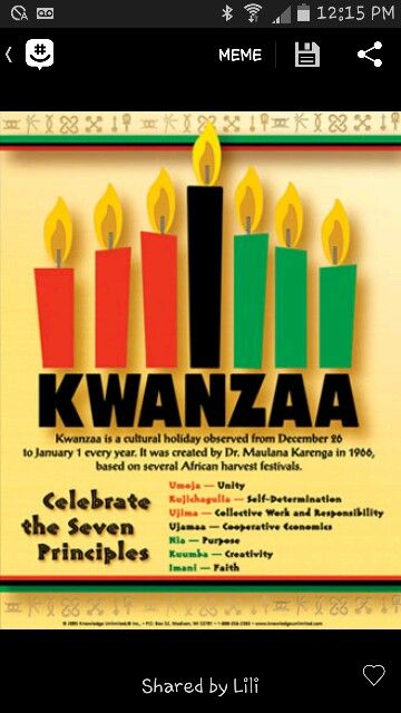 Kwanzaa cultural celebration Dec. 26 - Jan 1   Based on 7 Principles Seven Principles Of Kwanzaa, Kwanzaa Crafts, Kwanzaa Activities, Kwanzaa Principles, Happy Kwanzaa, December Holidays, 4 December, African American Culture, Holidays Around The World