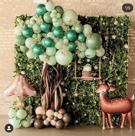 Enchanted Forest Baby Shower Theme, Forest Baby Shower Theme, Woodland Forest Baby Shower, Enchanted Forest Baby Shower, Unique Backdrop, Babby Shower, Balloon Tree, Fairy Garden Birthday Party, Princess Birthday Party Decorations