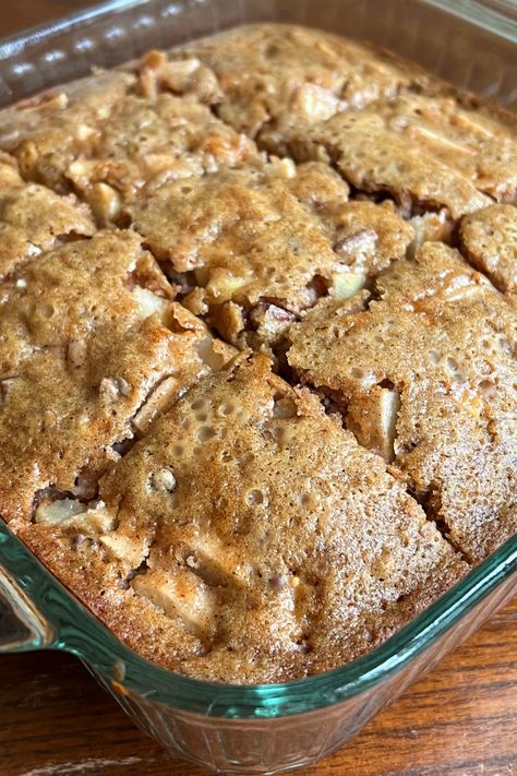 Fresh Apple Crazy Cake (No Eggs, Milk or Butter) - Sweet Little Bluebird Apple Crazy Cake, Apple Recipes No Egg, Easy Apple Cake With Fresh Apples, Apple Desserts With Fresh Apples, Apple Pecan Cake, Fresh Apple Cake Recipe, Cake No Eggs, Apple Squares, Vegan Apple Cake