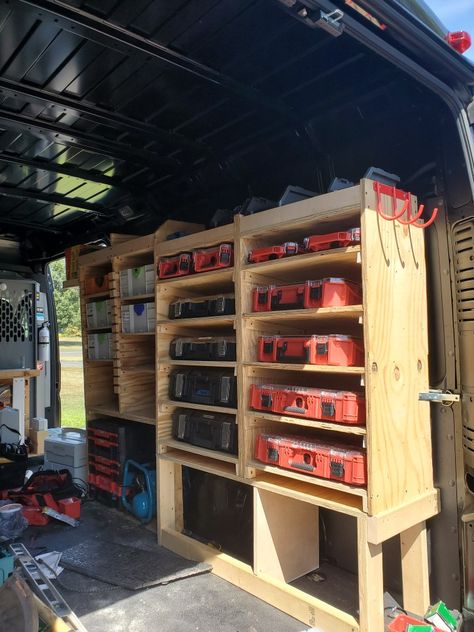 Plumbing Van Organization, Truck Toolbox Organization, Trailer Shelving, Van Shelving, Van Organization, Trailer Organization, Work Trailer, Storage Shed Organization, Mobile Workshop