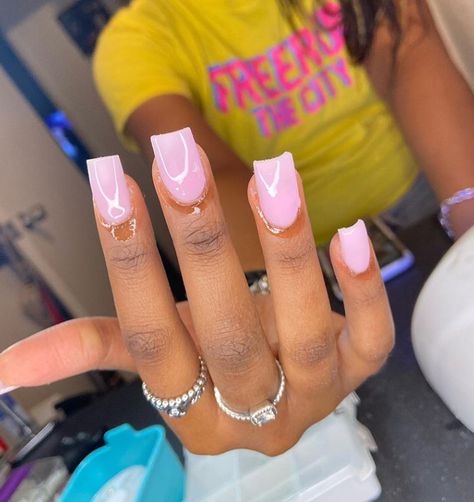 Shorties Acrylic Nails, Drippy Nails, Short Square Nails, Cute Acrylic Nail Designs, Her Nails, Simple Acrylic Nails, Short Square Acrylic Nails, Short Acrylic, Nails For Kids