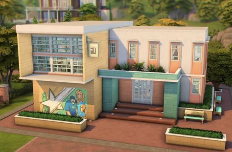 Newcrest Community Lots, Sims 4 Dine Out, Sims 4 Rec Center, Sims 4 Community Lots Base Game, Sims 4 Get Famous House, Sims Community Lots, Sims Build Inspiration, Sims 4 Lots Community, Sims 4 Community Lots Ideas