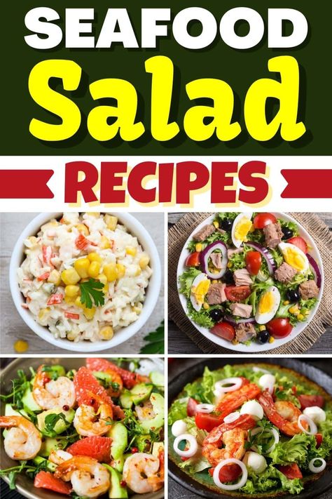 These seafood salad recipes are light, healthy, and delicious! Learn how to make crab salad, shrimp salad, tuna salad, and more incredible dishes! Shrimp Salads, Seafood Salad Recipe, Smoked Trout Salad, Salad Shrimp, Seafood Salad Pasta, Sea Food Salad Recipes, Seafood Buffet, Recipes To Make At Home, Lobster Salad