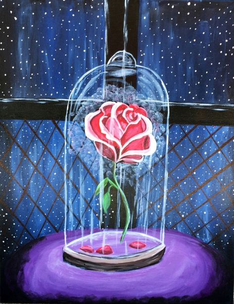 Beauty And The Beast Rose Diy, Art Du Croquis, Disney Canvas, Disney Paintings, Christmas Paintings On Canvas, Simple Canvas Paintings, Easy Canvas Painting, Contemporary Abstract Painting, Pinturas Disney