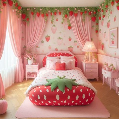 Strawberry Shortcake Bedroom Ideas, Strawberry Shortcake Room Decor, Strawberry Shortcake Room, Hippie Rooms, Strawberry Bedroom, Strawberry Room, Hippy Room, Girl Nursery Room, Baby Room Inspiration