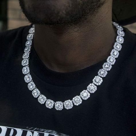 Hip Hop Style Men, Hip Hop Chains, Tennis Chain, Layered Chains, Tennis Necklace, Diamond Chain, Square Diamond, Vermeil Jewelry, Custom Earrings