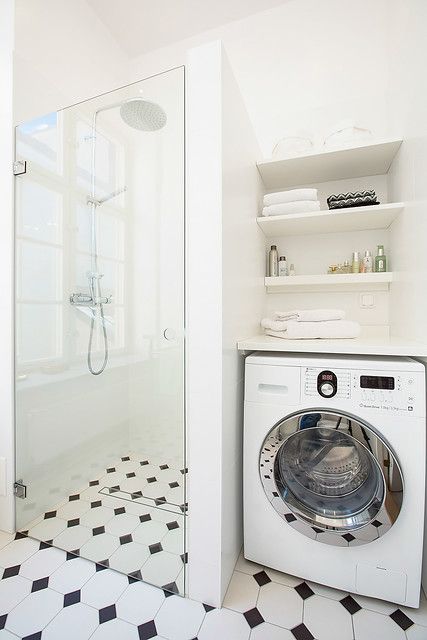 Utility With Shower And Toilet, Laundry Bathroom Combo Layout Small Stacked, Utility And Shower Room Ideas, Bathroom And Laundry Room Combo, Laundry Bathroom Combo, Bathroom With Laundry, Small White Bathrooms, Small Utility, Modern White Bathroom