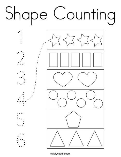 Counting Worksheet, Shape Worksheets For Preschool, Shape Activities Preschool, Shape Coloring Pages, Homeschool Preschool Curriculum, Preschool Math Worksheets, Kids Worksheets Preschool, Free Preschool Worksheets, Shapes Preschool