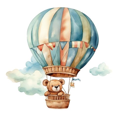 Foto oso en globo aerostático en estilo ... | Premium Photo #Freepik #photo #dibujos-acuarela #animales-lindos #ilustracion-animales #animales-bebe Mother And Baby Elephant, Lion Family, Wild Elephant, Cute Lion, Dog Poster, Baby Art, Cute Animal Drawings, Watercolor Animals, Safari Animals