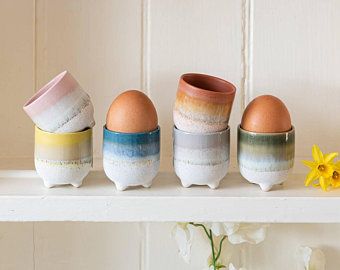 Egg cup | Etsy UK Dip Ombre, Easter Egg Cups, Egg Cups Breakfast, Cup Gift Set, Egg Cups Holders, Ceramic Egg Cups, Ceramic Egg, Rustic Texture, Bird Eggs