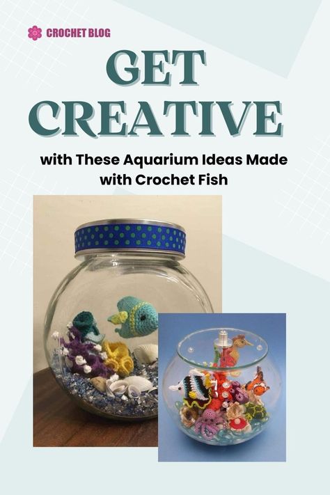 Crochet Fish In A Bowl, Crochet Fish Bowl Free Pattern, Crochet Fish Tank Free Pattern, Crochet Fish Bowl, Crochet Fish Tank, Crochet Aquarium Free Pattern, Fish Bowl Ideas, Crochet Aquarium, Crochet Puppets