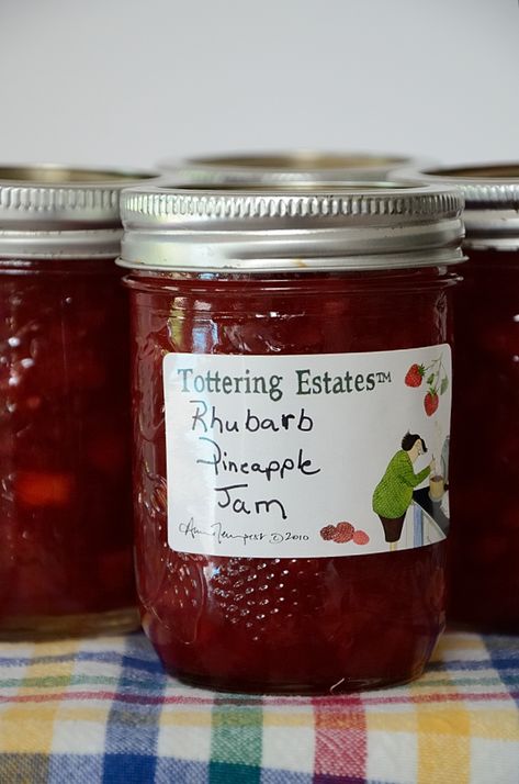 Rhubarb Pineapple Jam With Strawberry Jello, Rhubarb Pineapple Jam Recipes, Rhubarb Freezer Jam Recipes, Pineapple Freezer Jam, Rhubarb Pineapple Jam, 3 Ingredient Scones, Rhubarb Freezer Jam, Clotted Cream Recipes, Pineapple Jam Recipe