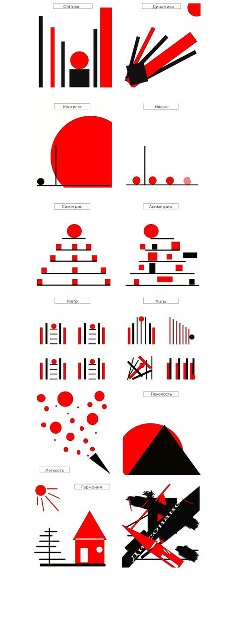 Harmony Composition Design, Static And Dynamic Composition, Harmony Composition, Contrast Composition, Web Design Jobs, Geometric Shapes Drawing, Color Theory Art, Academic Drawing, Dynamic Composition