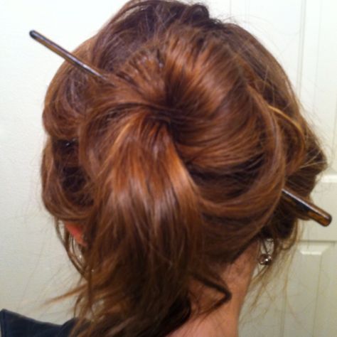 Just a chopstick hair<3 Hairstyle With Chopsticks, Hair Chopsticks Hairstyles, Chopsticks In Hair, Chopstick Hairstyles, Beehive Hairstyle, Beehive Hair, Chopstick Hair, Cut My Hair, Dream Hair