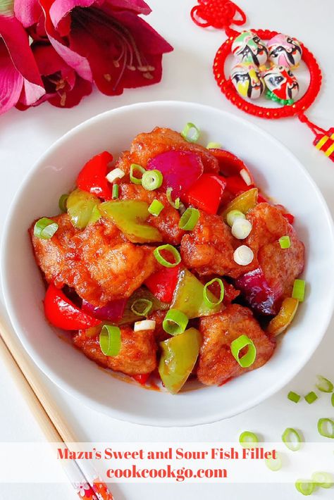 As a child I loved to eat Sweet and Sour Fish Fillet (酸甜鱼/糖醋鱼) while my parents told me the story of Mazu, the Goddess of the Sea in the mythology of Southern China. To honor those ideas, I created Mazu’s Sweet and Sour Fish Fillet with a nice balance of flavors that enhance the fresh, tender and crispy fish. Each bite makes you crave the sea, a Goddess, and the mouthwatering textures of fish. Sweet And Sour Fish Fillet, Fish Fillet Sandwich, Sweet And Sour Fish, Fish Tacos With Cabbage, Fish Stew Recipes, Fish Taco Sauce, Crispy Fish, Chinese Cooking Wine, Goddess Of The Sea