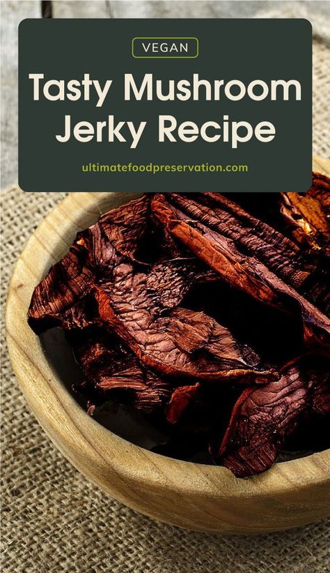 Vegan Jerky Recipe, Mushroom Jerky Recipe, Mushroom Jerky, Mushrooms Aesthetic, Jerkey Recipes, Mushroom Vegan, Mushroom Dishes, Homemade Beef Jerky, Vegan Jerky