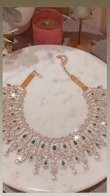 Diamond Necklace Set For Bride, Heavy Jewellery, Diamond Necklace Indian, Baby Jewellery, South Indian Bridal Jewellery, Bridal Diamond Necklace, Antique Gold Earrings, Diamond Wedding Jewelry, Bridal Necklace Set