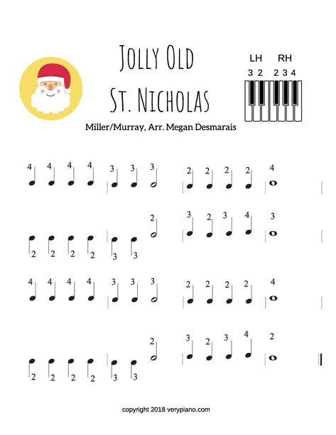 Free Easy Piano Sheet Music: Jolly Old St. Nicholas | Very Piano Silent Night Piano Letters, Teach Yourself Piano, Piano Sheet Music Beginners, Christmas Piano Sheet Music, Piano Christmas, Recorder Songs, Piano Songs Sheet Music, Piano Songs For Beginners, Keyboard Sheet Music