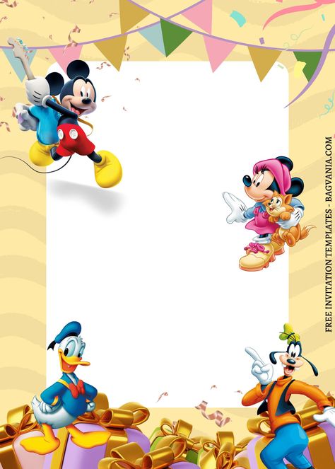 Disney Invitations Templates, Mickey Mouse Invitation Template, Mickey Mouse Birthday Templates, Birthday Invitation Card Mickey Mouse, Mickey Mouse Invitations 1st Birthday Templates, Mickey Mouse Blank Invitations, Disney Invitations, Mickey Clubhouse, Disneyland Birthday