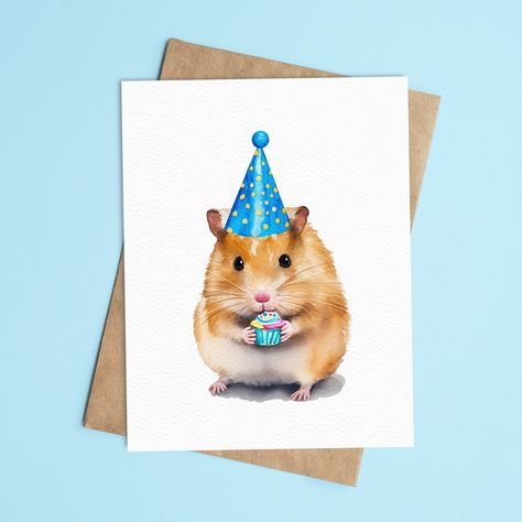 Minnesota Design, Hamster Birthday, Cute Hamster, Greeting Card Size, Card Happy Birthday, Twin Birthday, Cute Hamsters, Gerbil, A2 Size