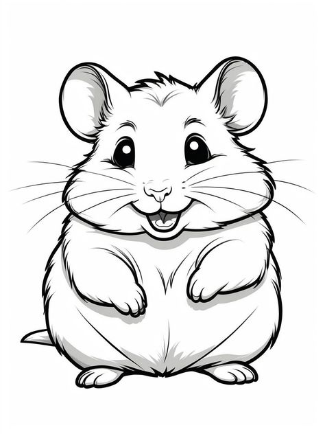 Coloring book page on white background A HAMSTER smili 0 Diy Coloring Books, Hedgehog Illustration, Childrens Art Projects, A Hamster, Confidence Kids, Teaching Colors, Educational Activities For Kids, Cute Fish, Spark Creativity