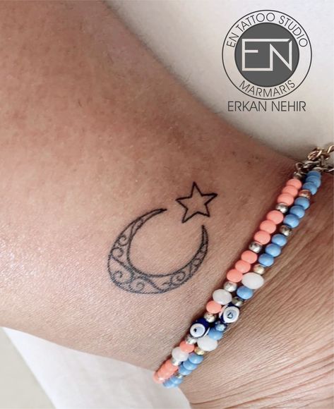 moon star turkish tattoo #moon #star #turkish #flag #tattoo #tattoos Turkish Flag Tattoo, Moon And Star Tattoo, Turkish Tattoo, Tattoo Moon, Turkish Flag, Flag Tattoo, Small Girl Tattoos, Star Tattoo, Small Girl