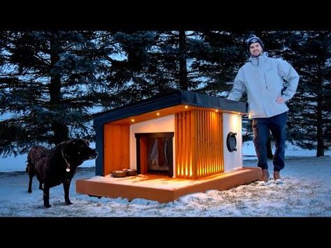 Plans for my heated dog house that’s suitable for Canadian winters. Tested   to stay above freezing down to -20c with the proper building execution. Air Conditioned Dog House, Dog House With Ac, Dog House Diy Plans, Heated Dog House, Winter Dog House, Large Dog House Outdoor, Igloo Dog House, Warm Dog House, Outside Dog Houses