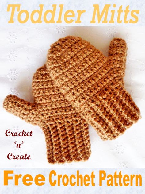 Free toddler mitts crochet pattern on crochetncreate.com CLICK the picture and scroll down for this easy pattern. Toddler Crochet Mittens Free Pattern, Kids Crochet Mittens Free Pattern, Crochet Toddler Mittens Free Pattern, Toddler Mittens Crochet Pattern Free, Crochet Mittens Free Pattern Kids, Crochet Kids Mittens, Crochet Toddler Mittens, Crochet Baby Mittens, Crochet Mitts