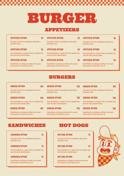 Retro Hand-drawn American Burger & Hot Dog Menu Retro Burger Shop, Burger Ads Design, Hot Dog Business, Burger Menu Design, Retro Burger, Burger Hot Dog, Pops Diner, Bakery Branding Design, Burger Branding