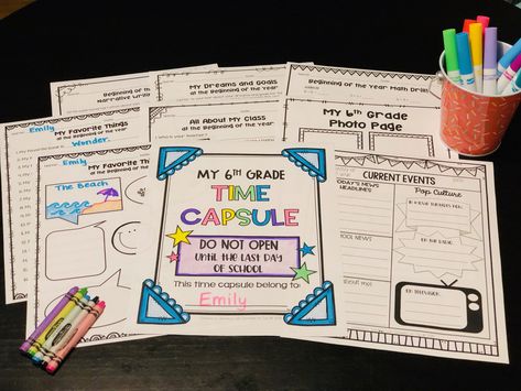 My students love this time capsule activity! I have used this when I taught 7th-8th grades, 4th grade, and now with 5th grade. Every year it is a great way for us to learn more about each other at the beginning of the year, and students seriously cannot wait to open it at the end of the year! They constantly ask, "When do we get to open the time capsule?!" It is no prep and so fun! Bugs Craft, Beginning Math, Bug Crafts, Day Camp, Grade 6, Beginning Of School, Fifth Grade, End Of The Year, 5th Grades